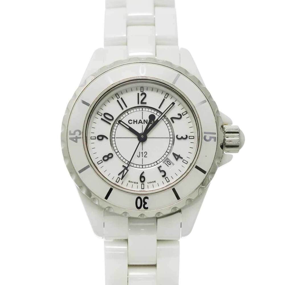 Chanel J12 33mm H0968 Women's Watch, Date Display, White Ceramic Quartz Watch